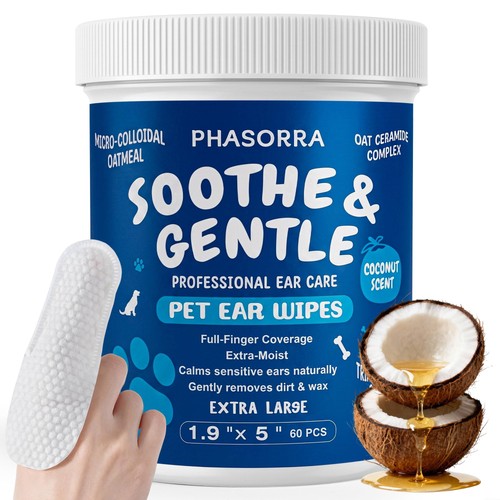 Phasorra pet ear cleaner wipes - ear,
